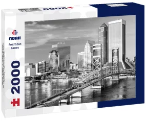 Noah Jigsaw Puzzle Jacksonville, Florida, USA downtown skyline on St. Johns River in black white 2000 pieces