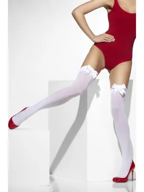 Opaque Hold Ups with White Bow