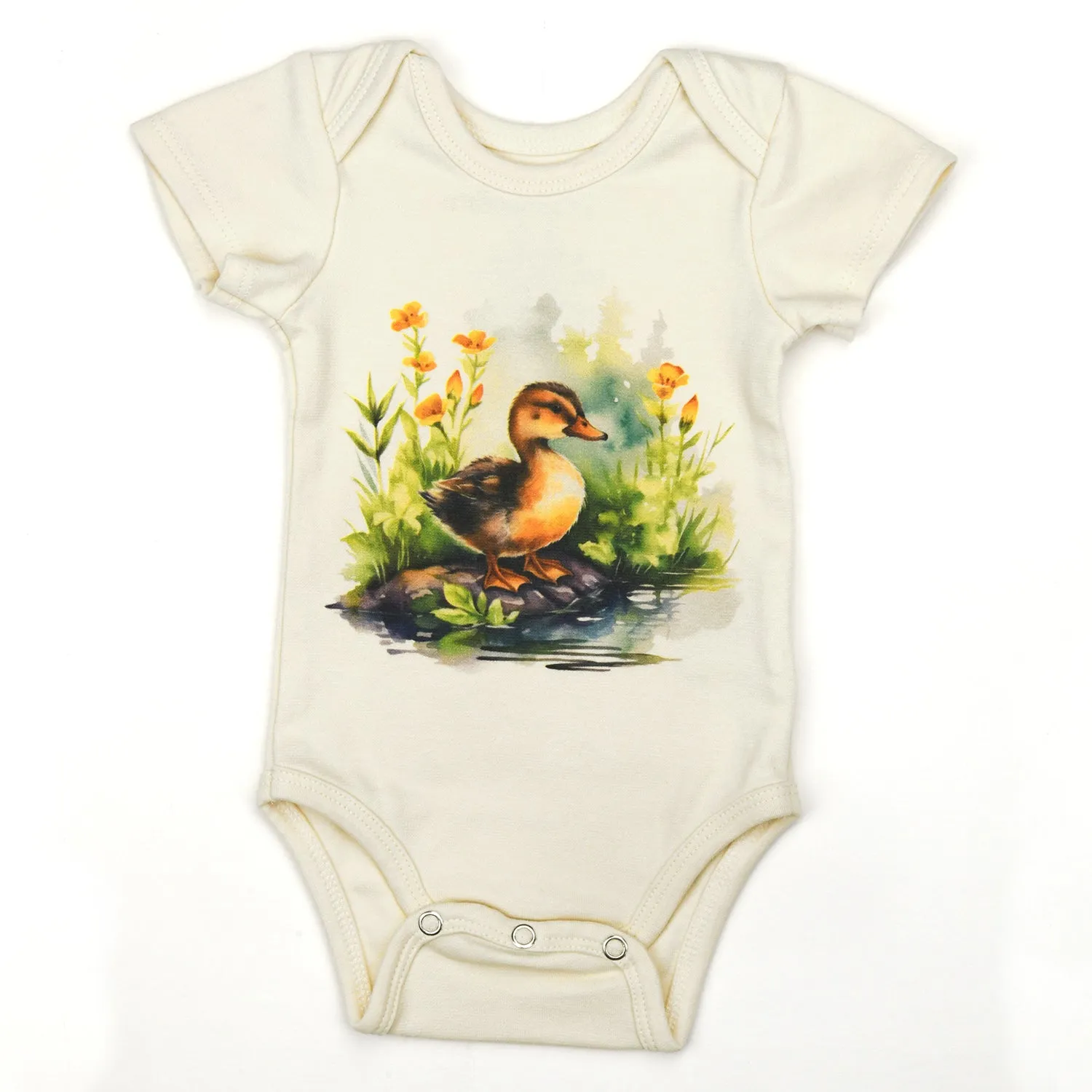 Organic Cotton Short Sleeve Baby Bodysuit, Apricot