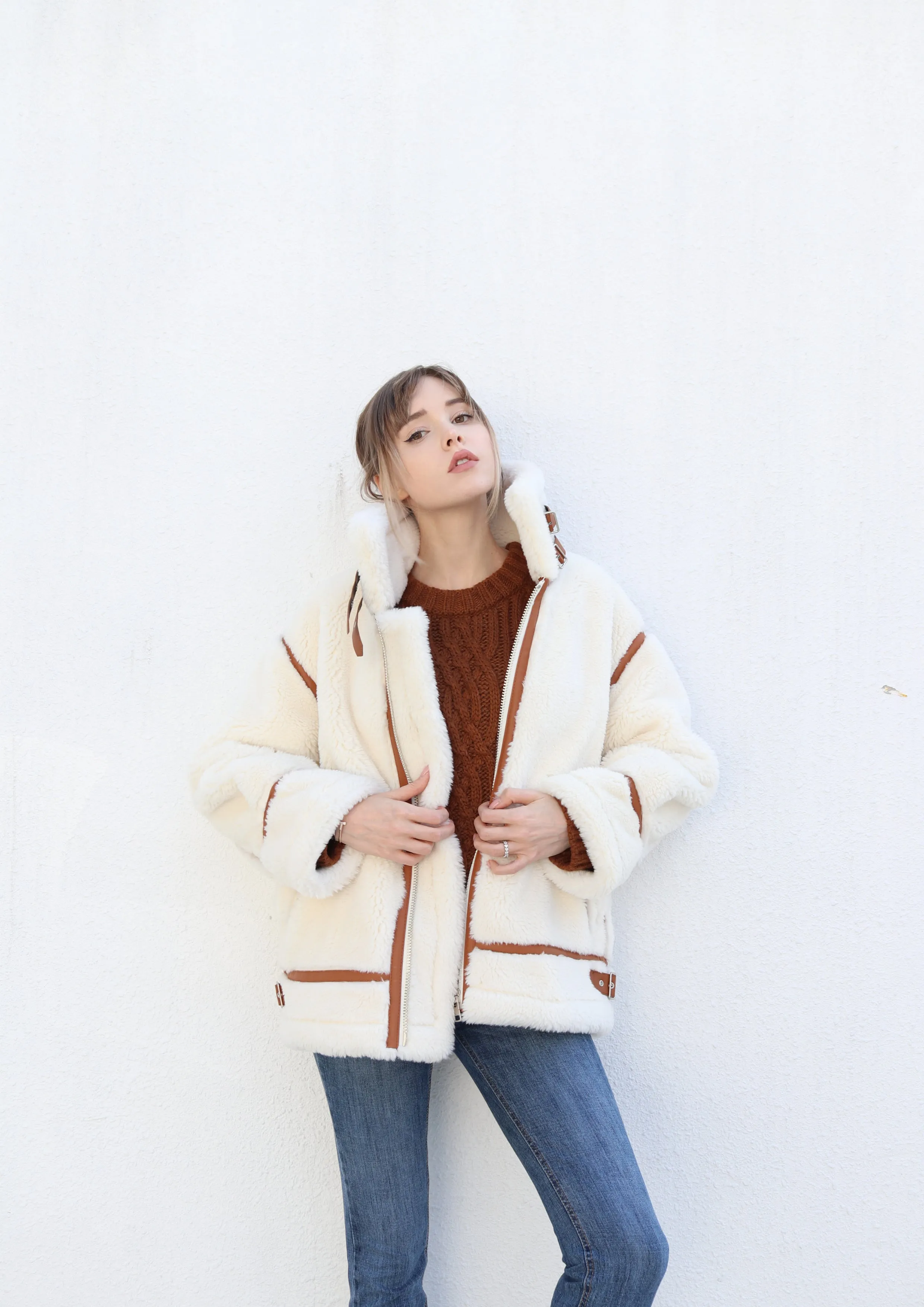 Oversized Faux Fur Biker Jacket