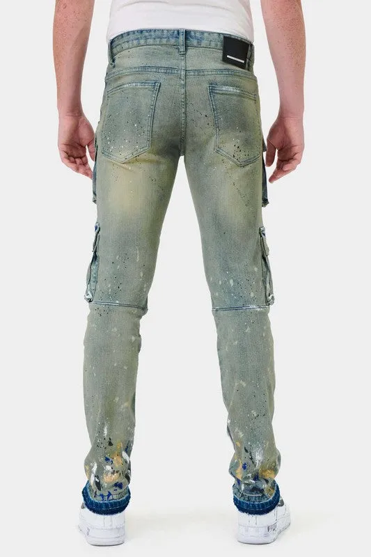 PACKM MULTI CARGO SLIM STRAIGHT DENIM