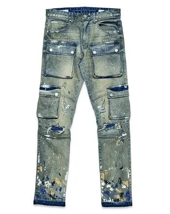PACKM MULTI CARGO SLIM STRAIGHT DENIM