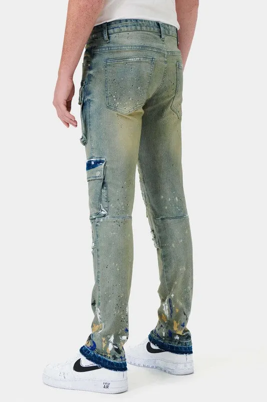 PACKM MULTI CARGO SLIM STRAIGHT DENIM