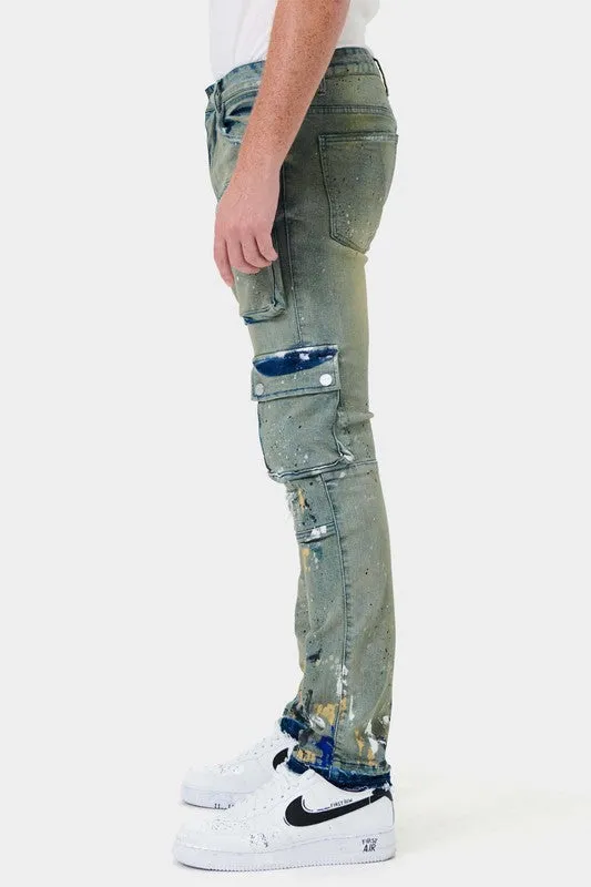 PACKM MULTI CARGO SLIM STRAIGHT DENIM