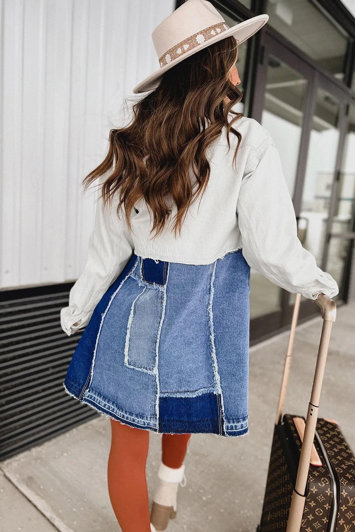 Patch Me If You Can Oversized Patchwork Denim Shacket (Denim)