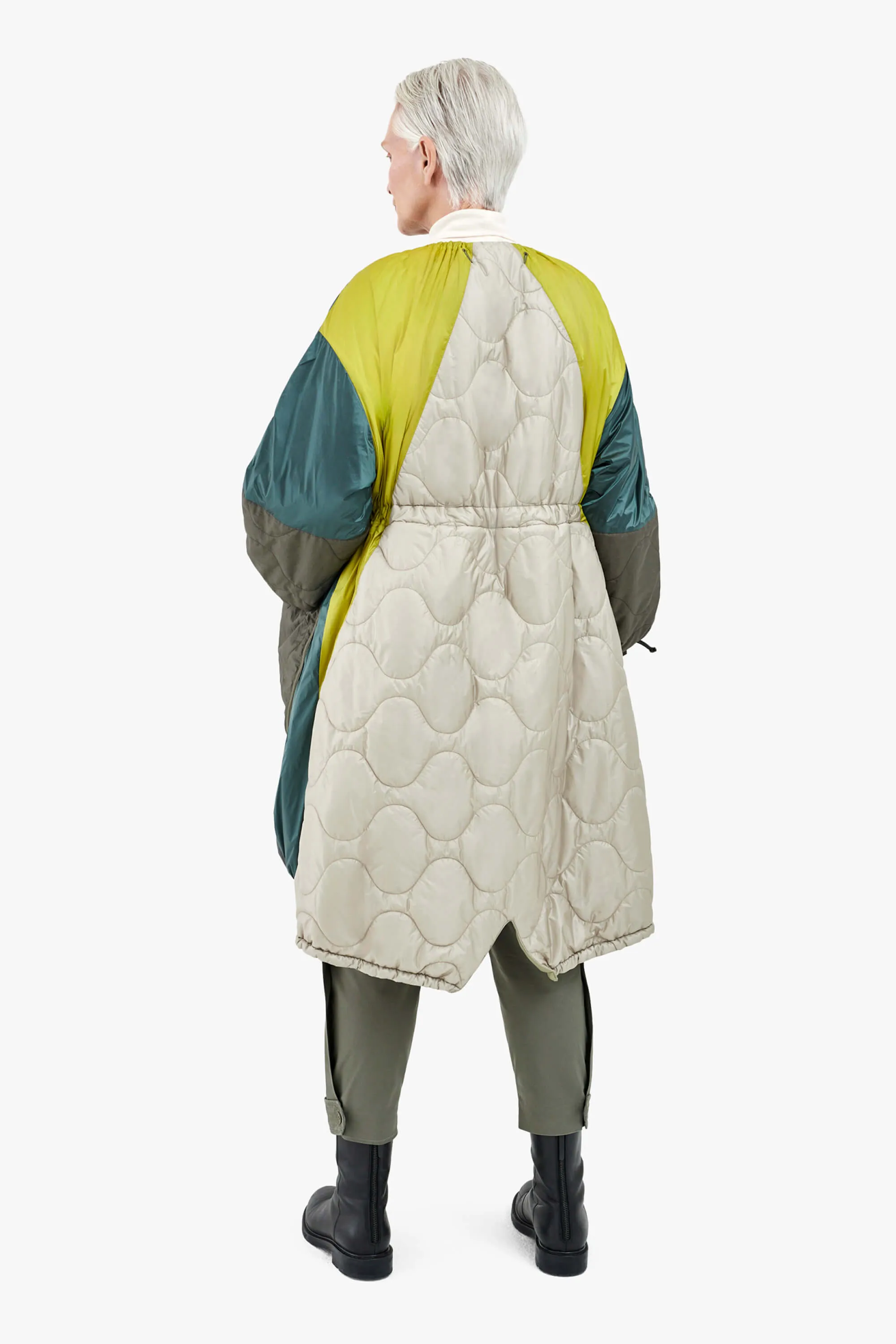 Patchwork Parachute Parka - Mineral Green & Chartreuse / Pale Sage