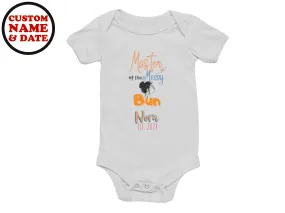 Personalized Baby Grow with Master of the Messy Bun Text for Baby Girls