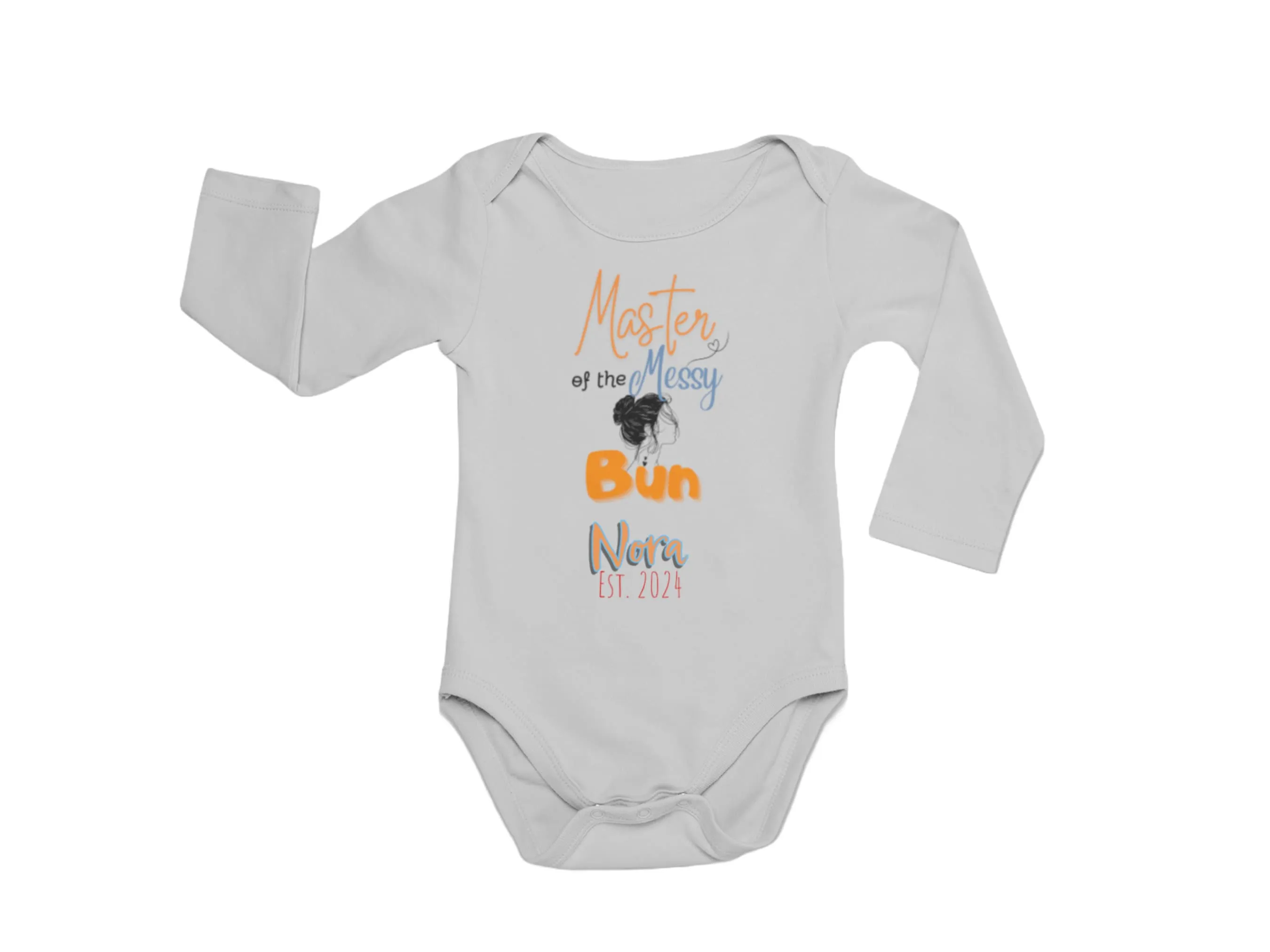 Personalized Baby Grow with Master of the Messy Bun Text for Baby Girls
