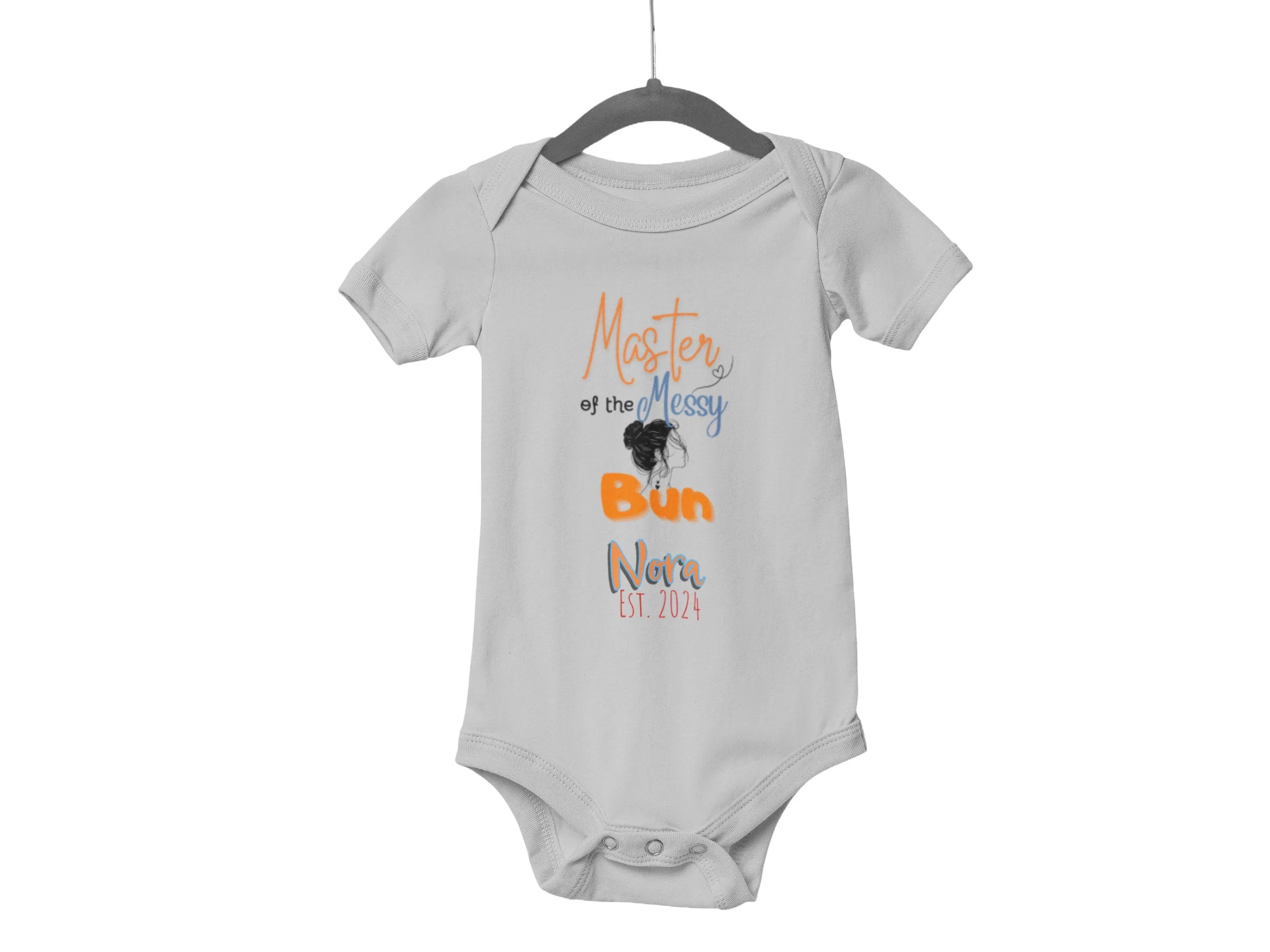 Personalized Baby Grow with Master of the Messy Bun Text for Baby Girls