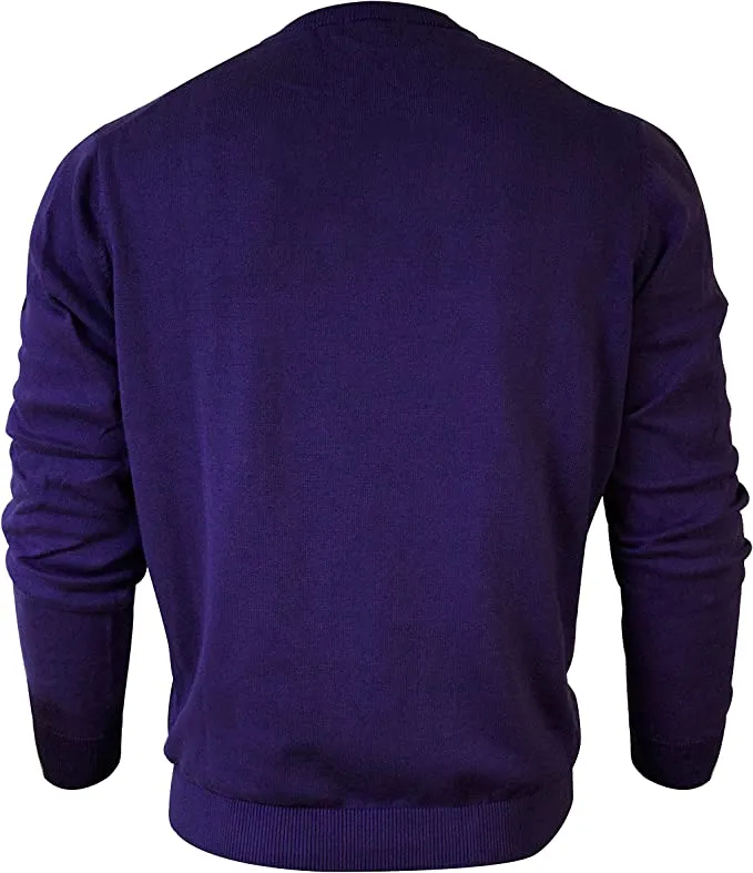 PHOENIX Purple Cotton Men's Pullover V Neck