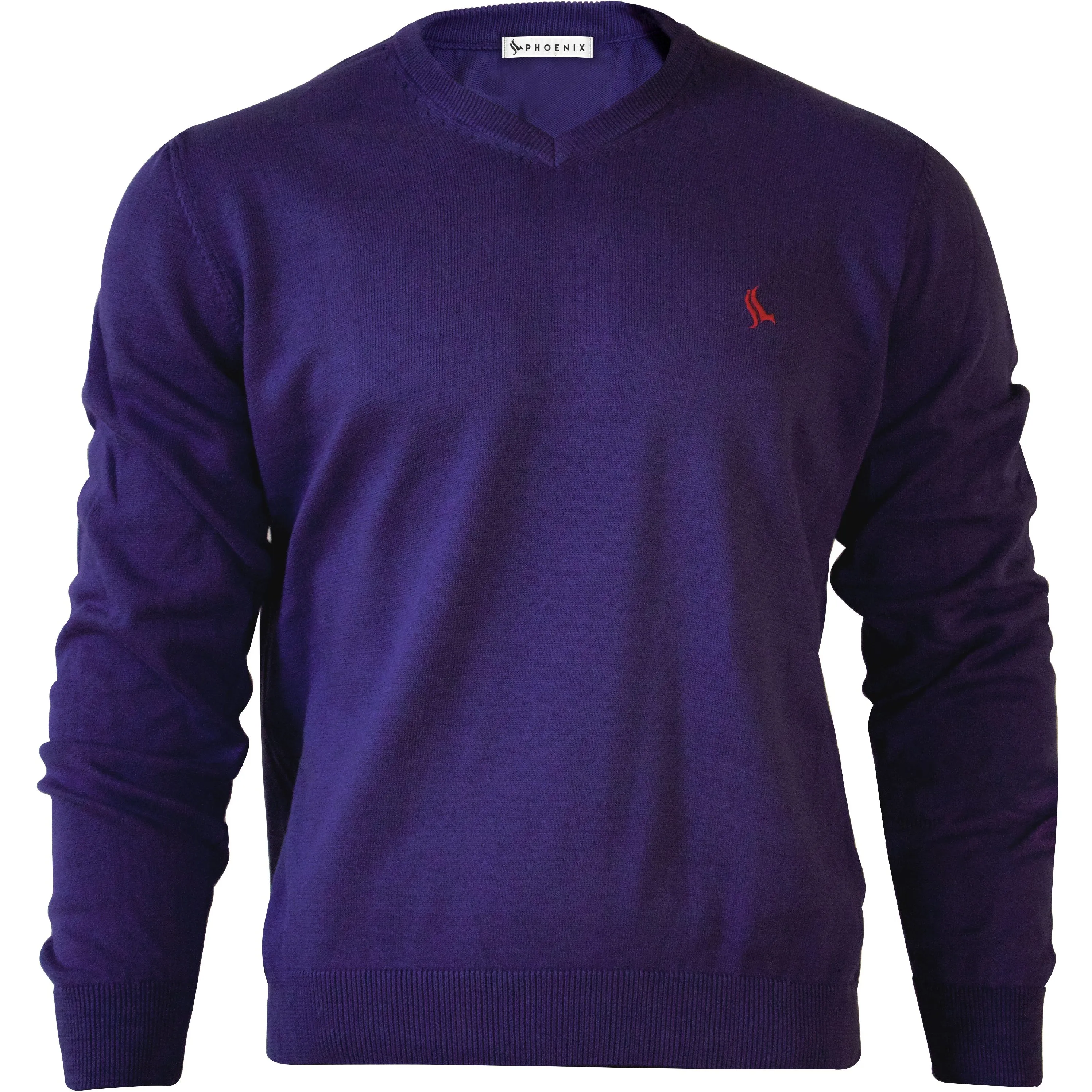 PHOENIX Purple Cotton Men's Pullover V Neck