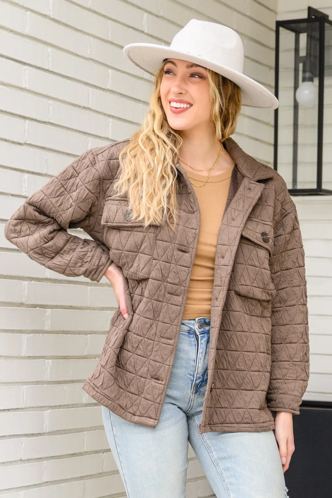 Quincey Quilted Shacket in Mocha