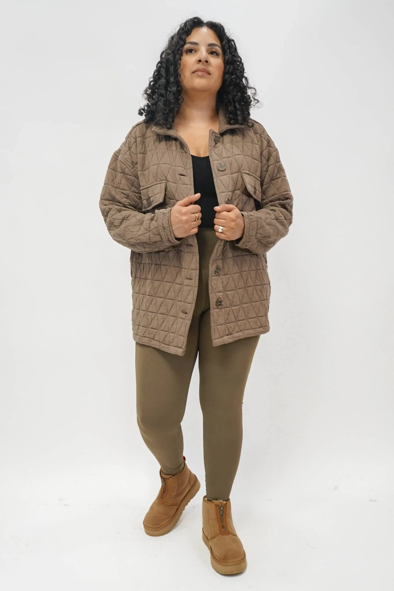 Quincey Quilted Shacket in Mocha