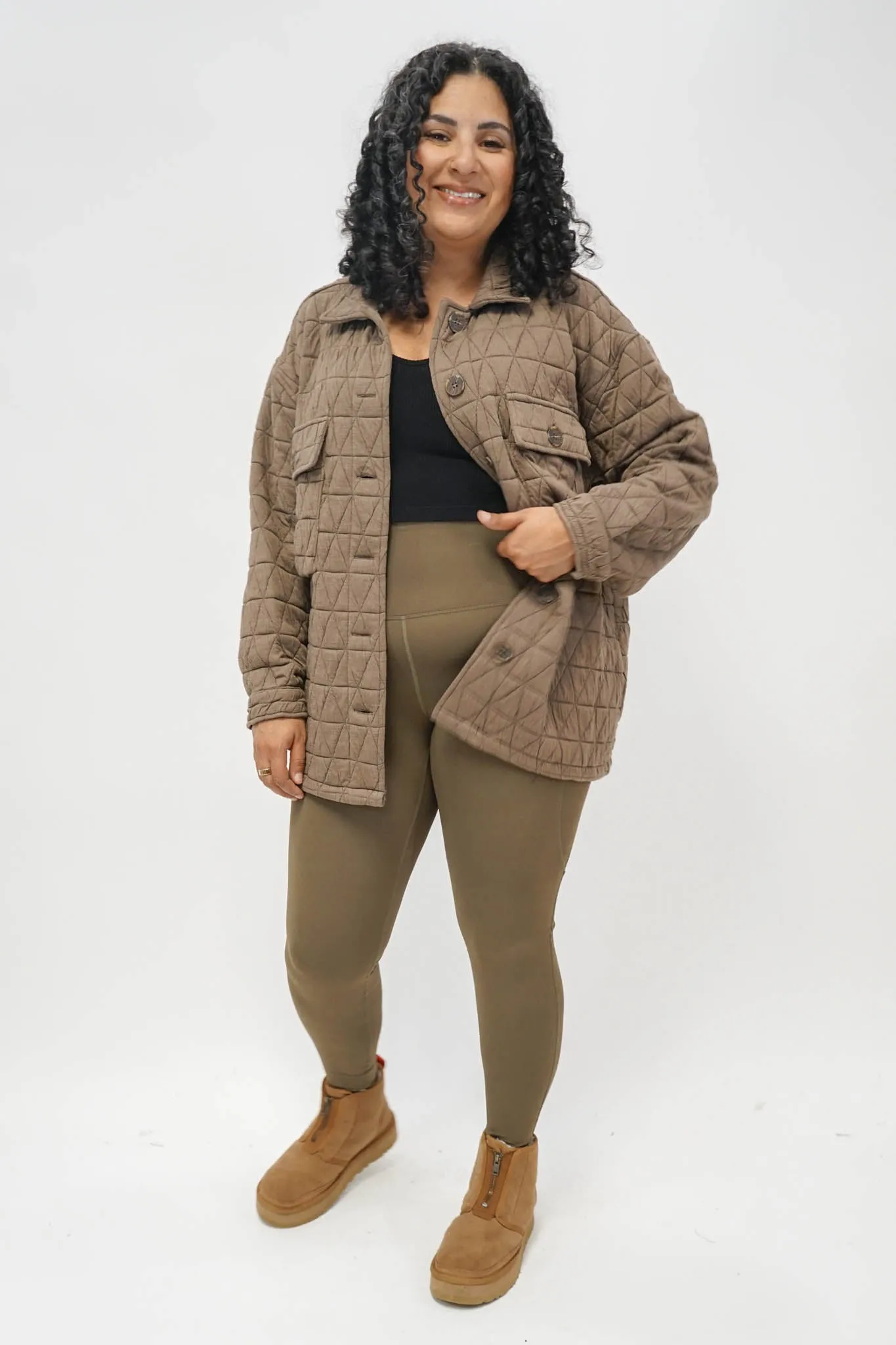 Quincey Quilted Shacket in Mocha
