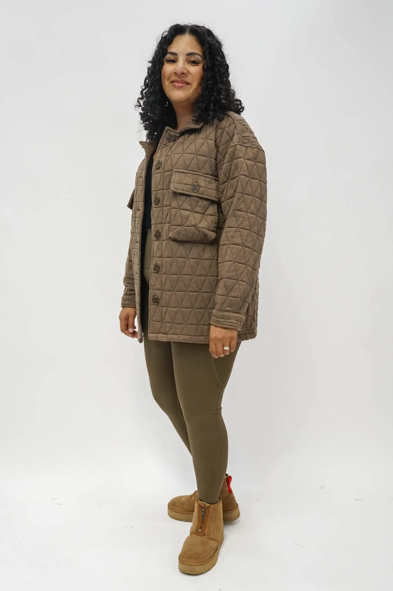 Quincey Quilted Shacket in Mocha