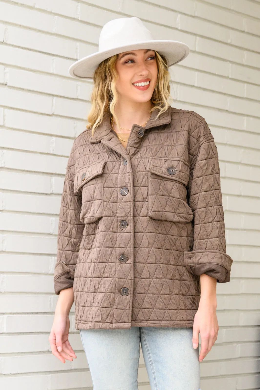 Quincey Quilted Shacket in Mocha