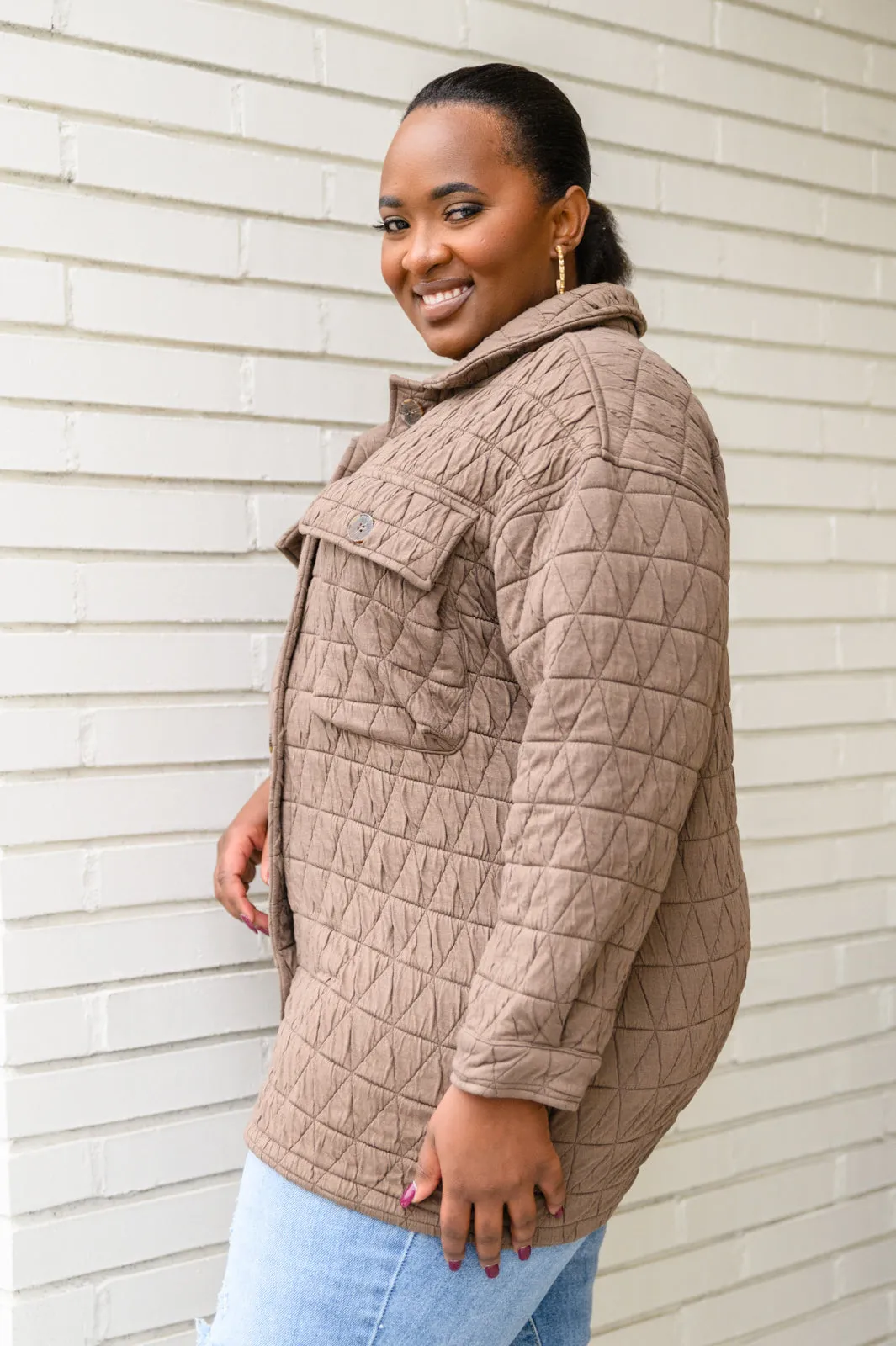 Quincey Quilted Shacket in Mocha