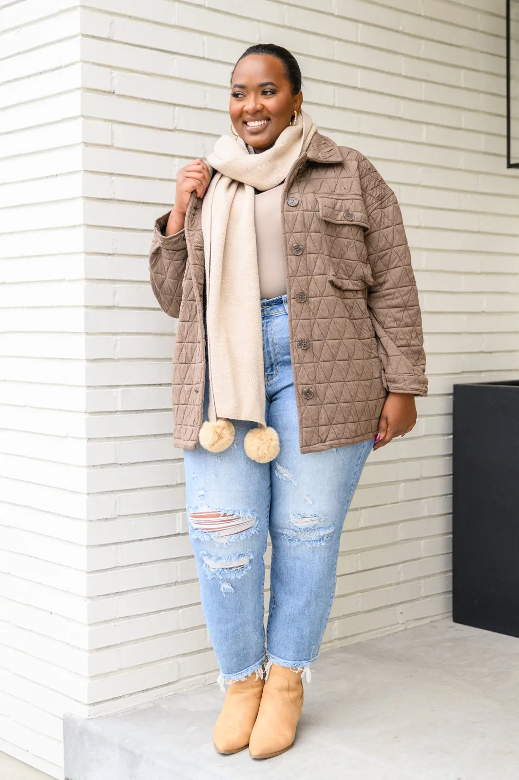 Quincey Quilted Shacket in Mocha