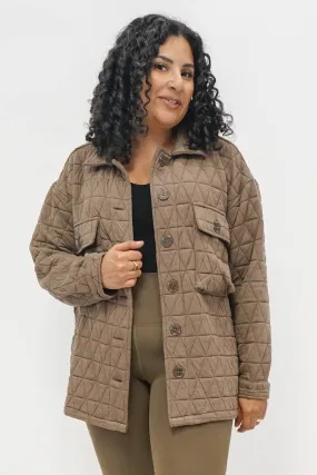 Quincey Quilted Shacket in Mocha