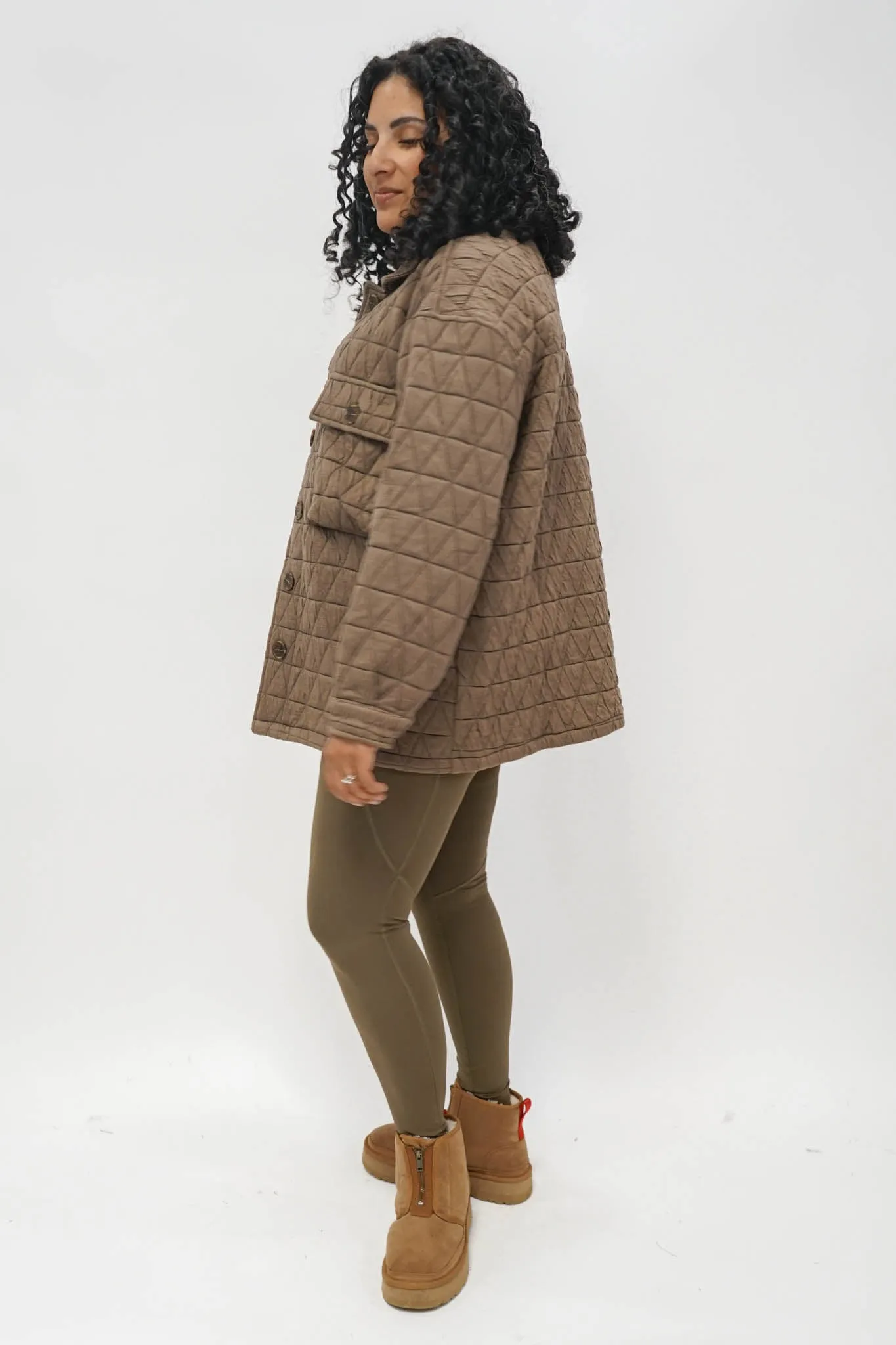 Quincey Quilted Shacket in Mocha