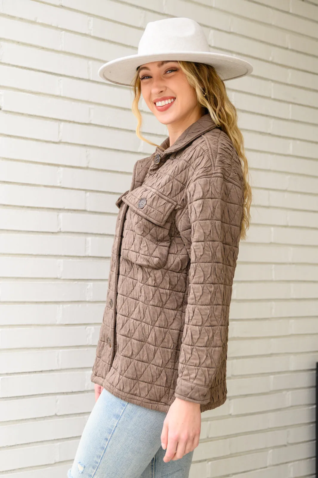 Quincey Quilted Shacket in Mocha