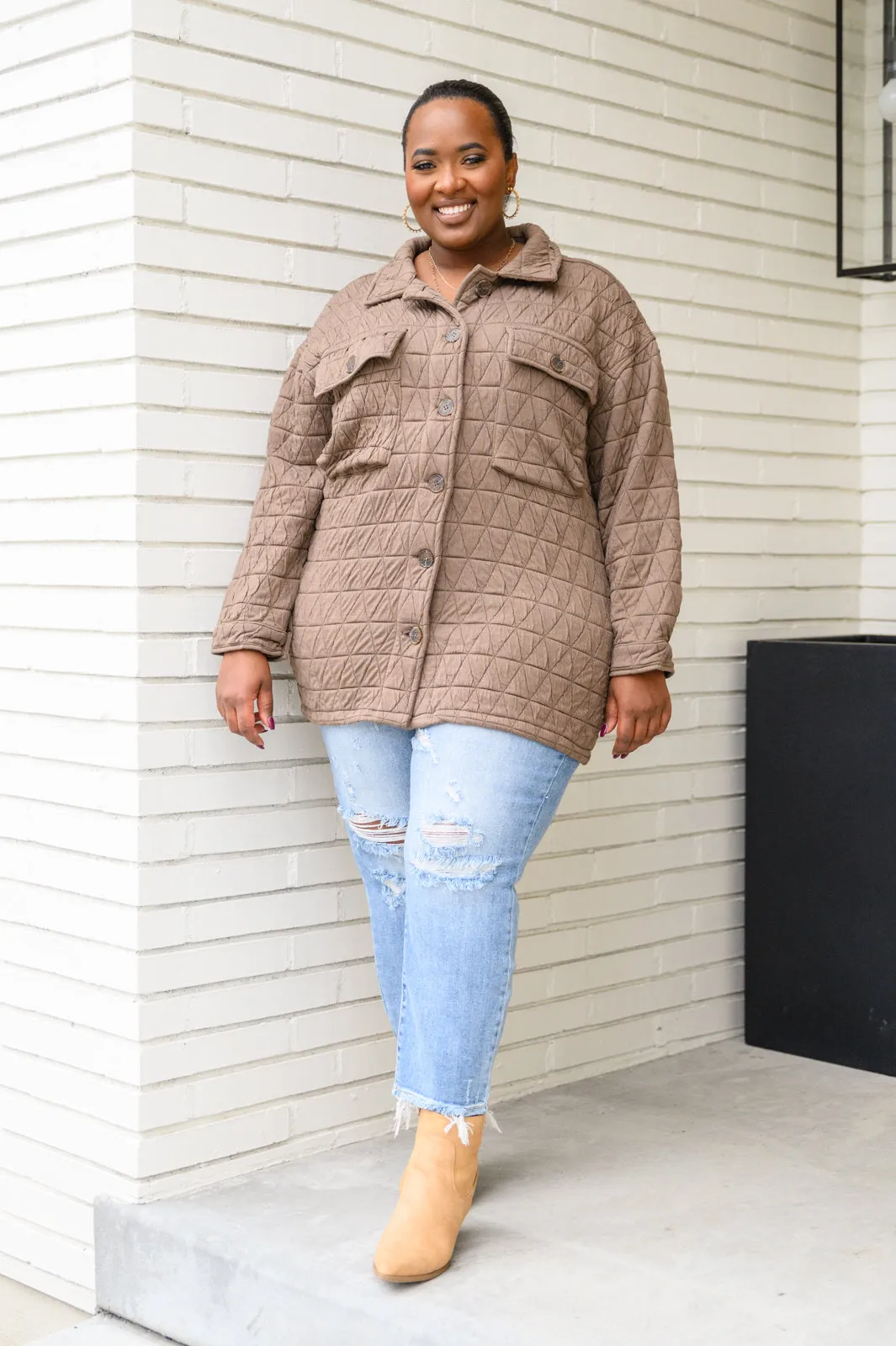 Quincey Quilted Shacket in Mocha