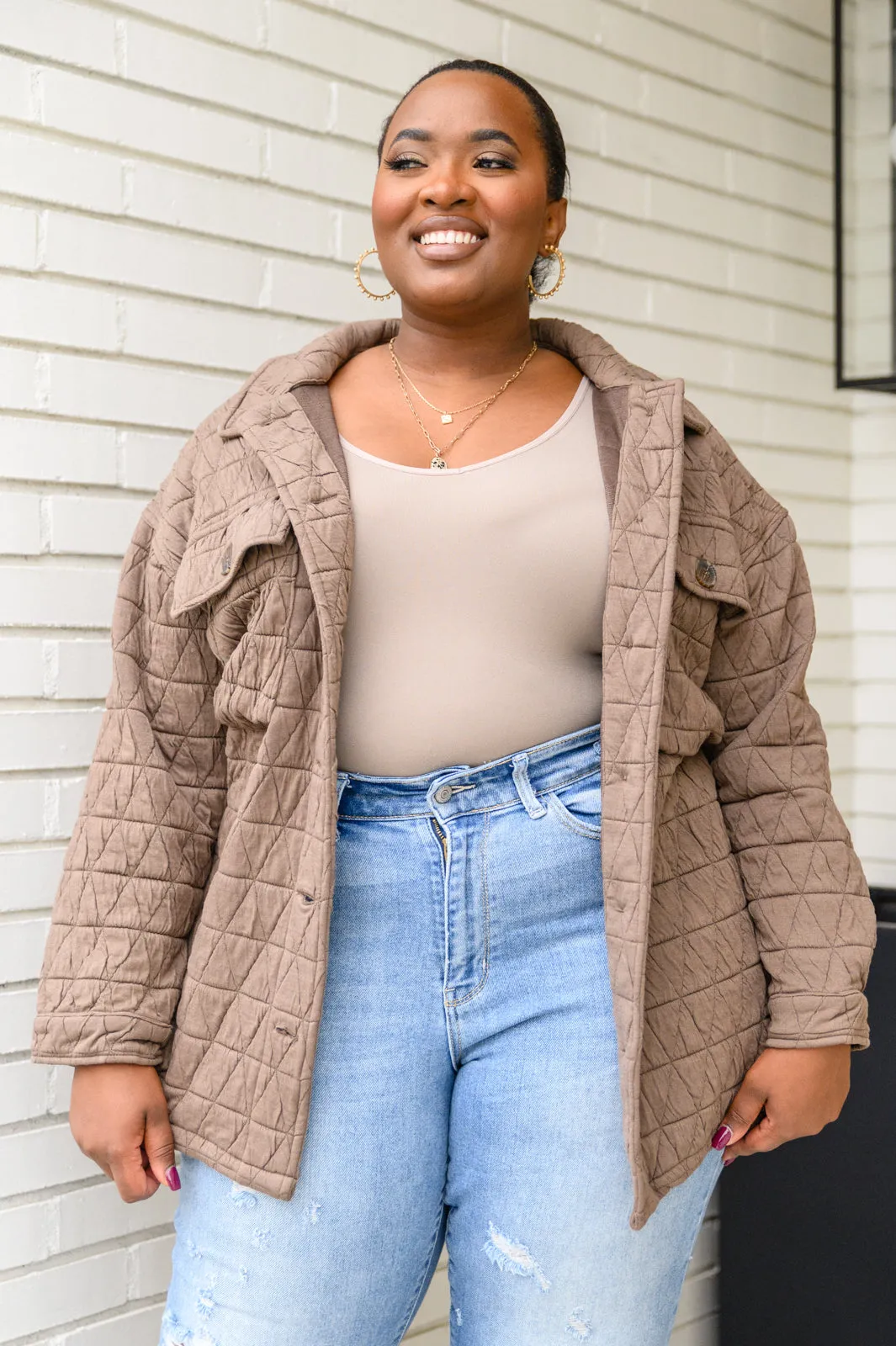 Quincey Quilted Shacket in Mocha