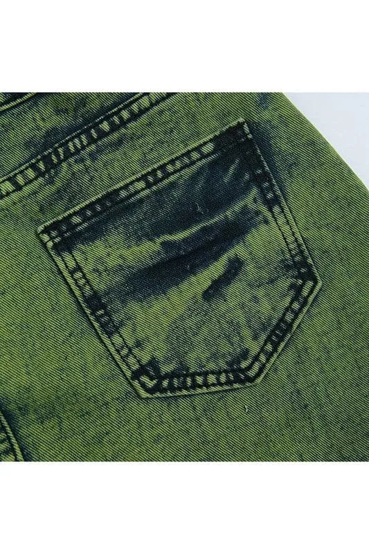 QZ768 Asymmetric  Denim Mini Skirt