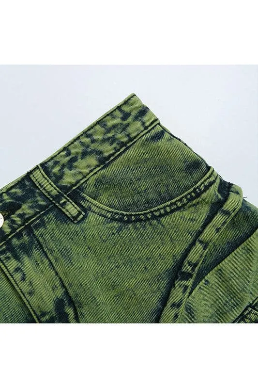 QZ768 Asymmetric  Denim Mini Skirt