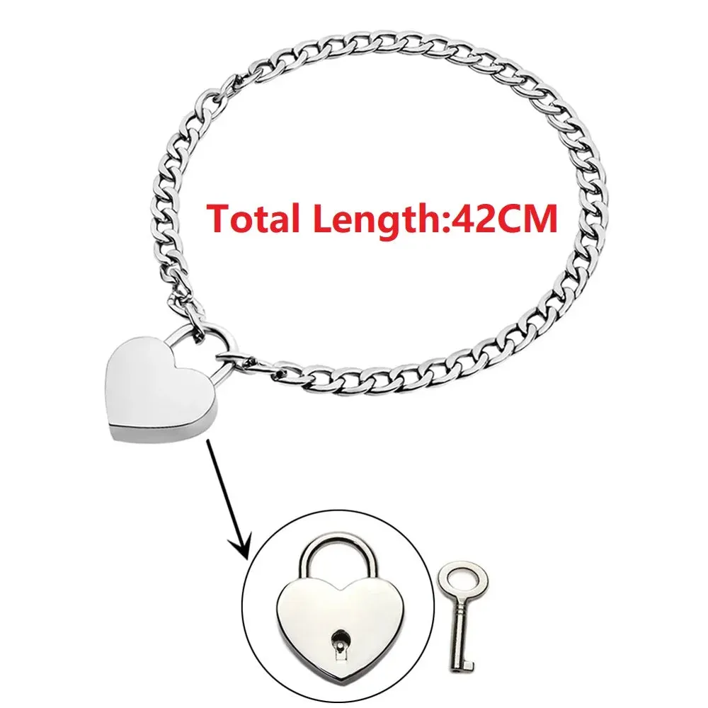 Rainbow Metal Slave Neck Collar Set – Bondage Restraint with Lockable Chain, SM Couple Game Toy for Male & Female
