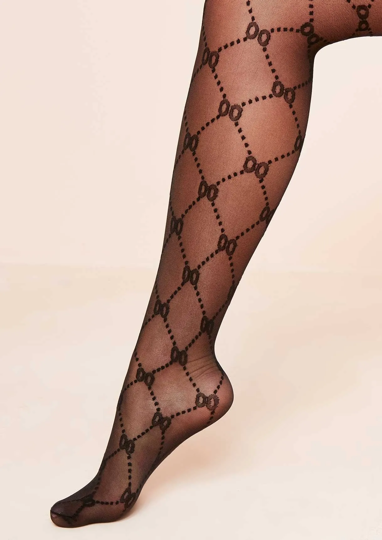 Reeya Black Patterned Tights