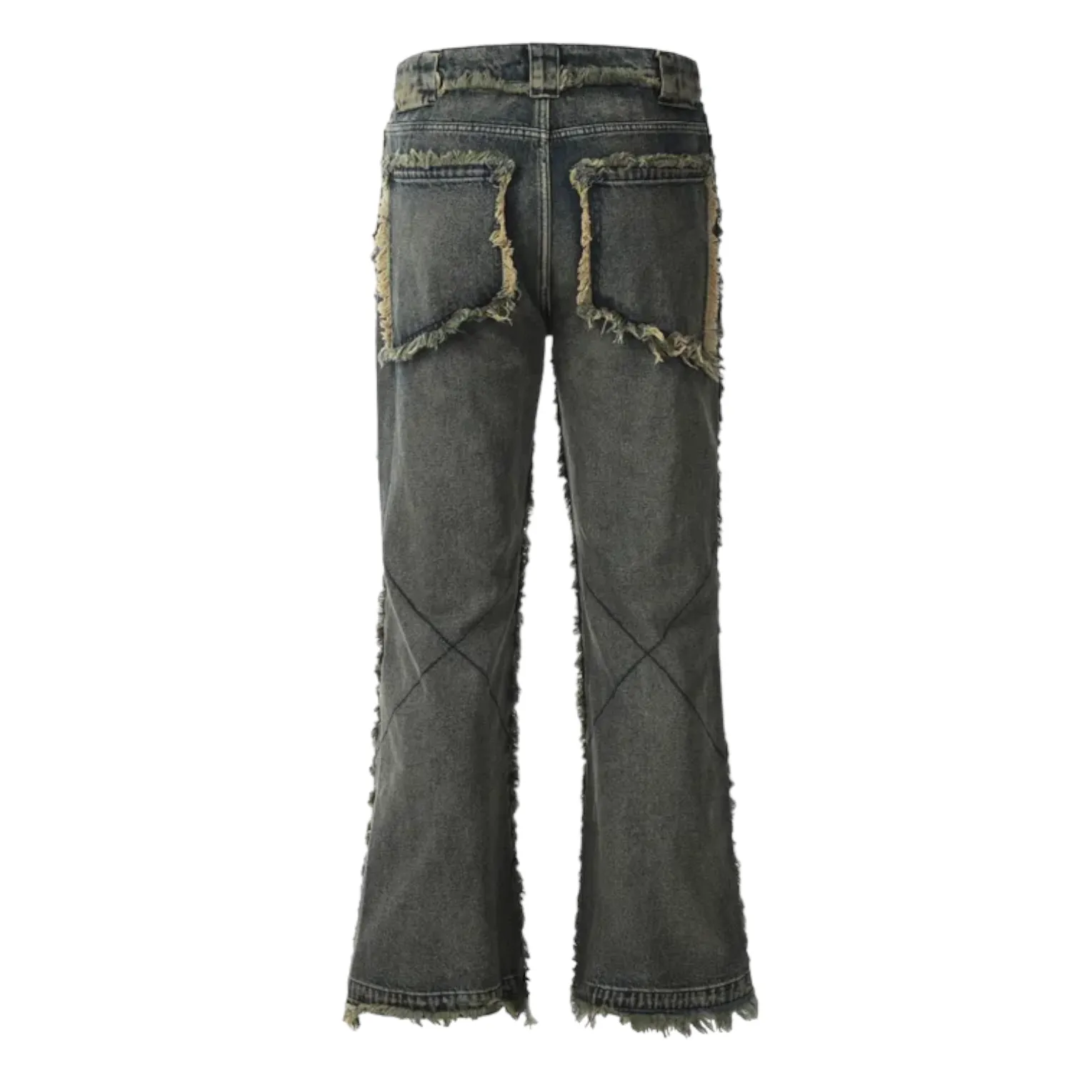 Relaxed fit bootleg jeans with fray edges