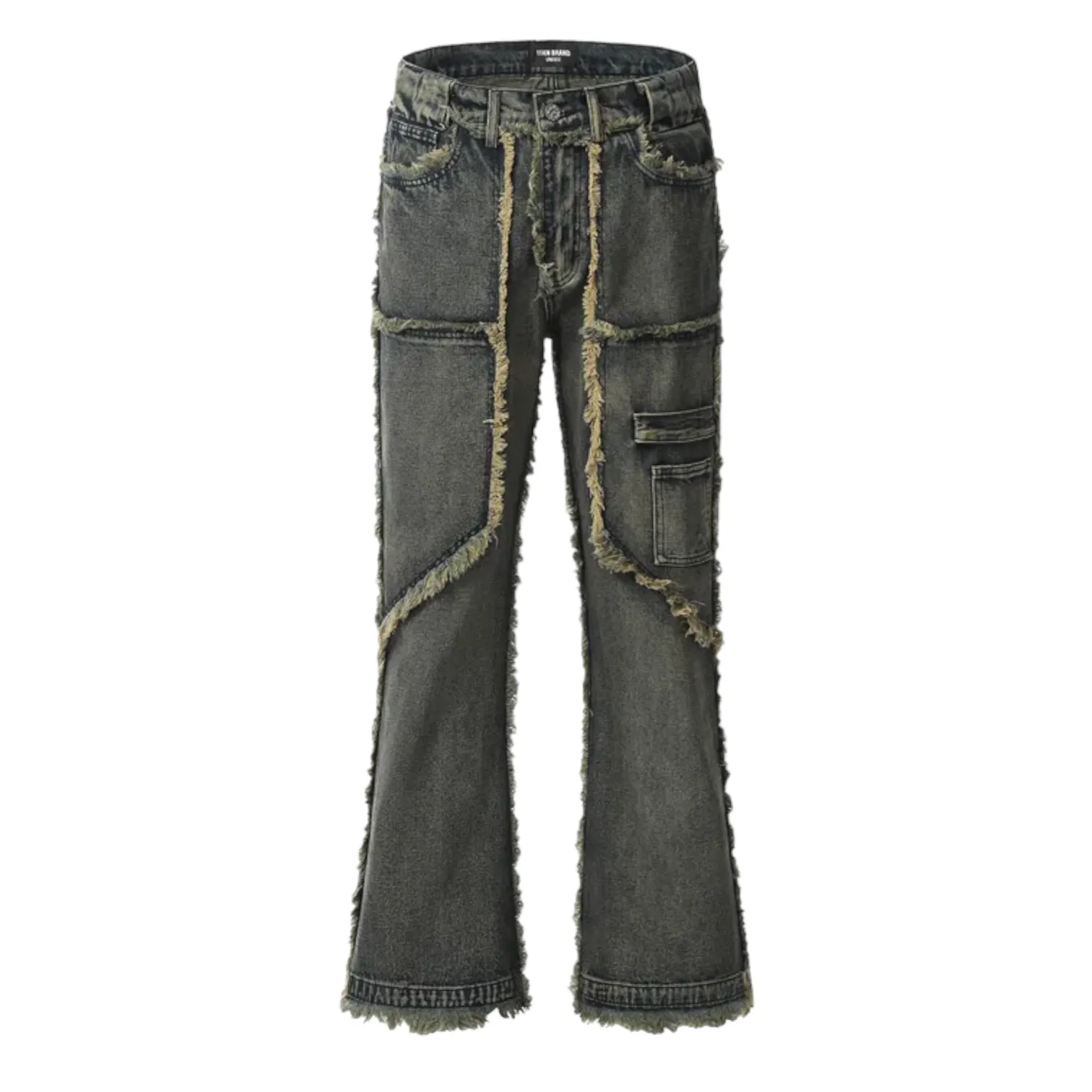 Relaxed fit bootleg jeans with fray edges
