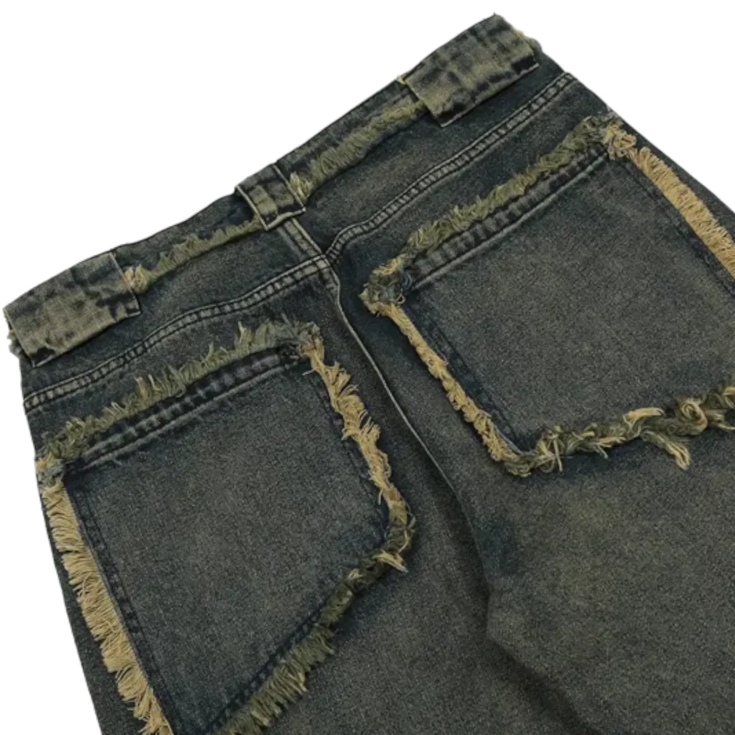 Relaxed fit bootleg jeans with fray edges