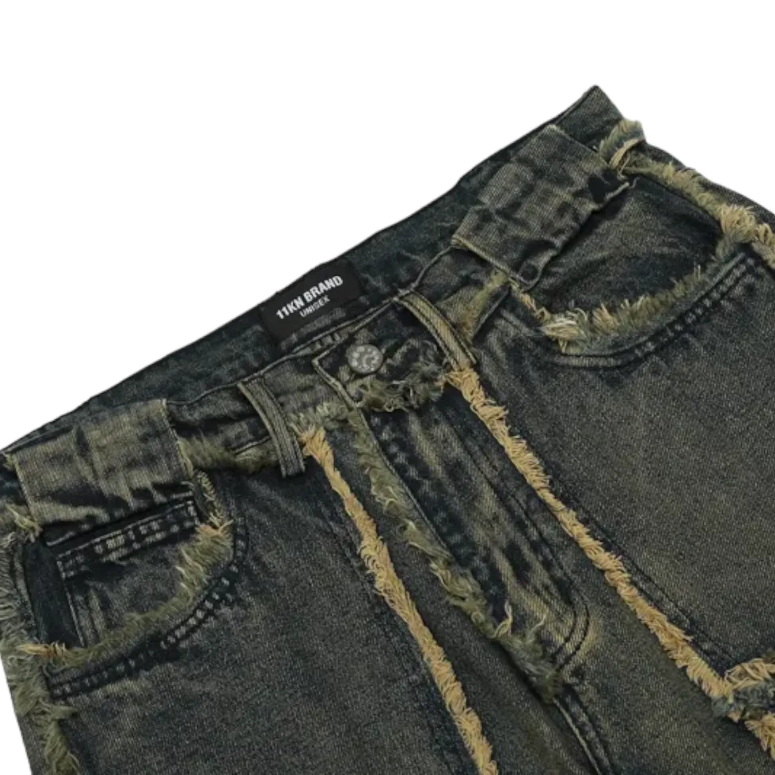 Relaxed fit bootleg jeans with fray edges