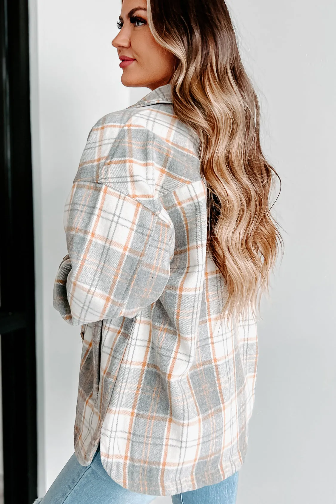 Remembered Pasts Plaid Shacket (Heather Grey)