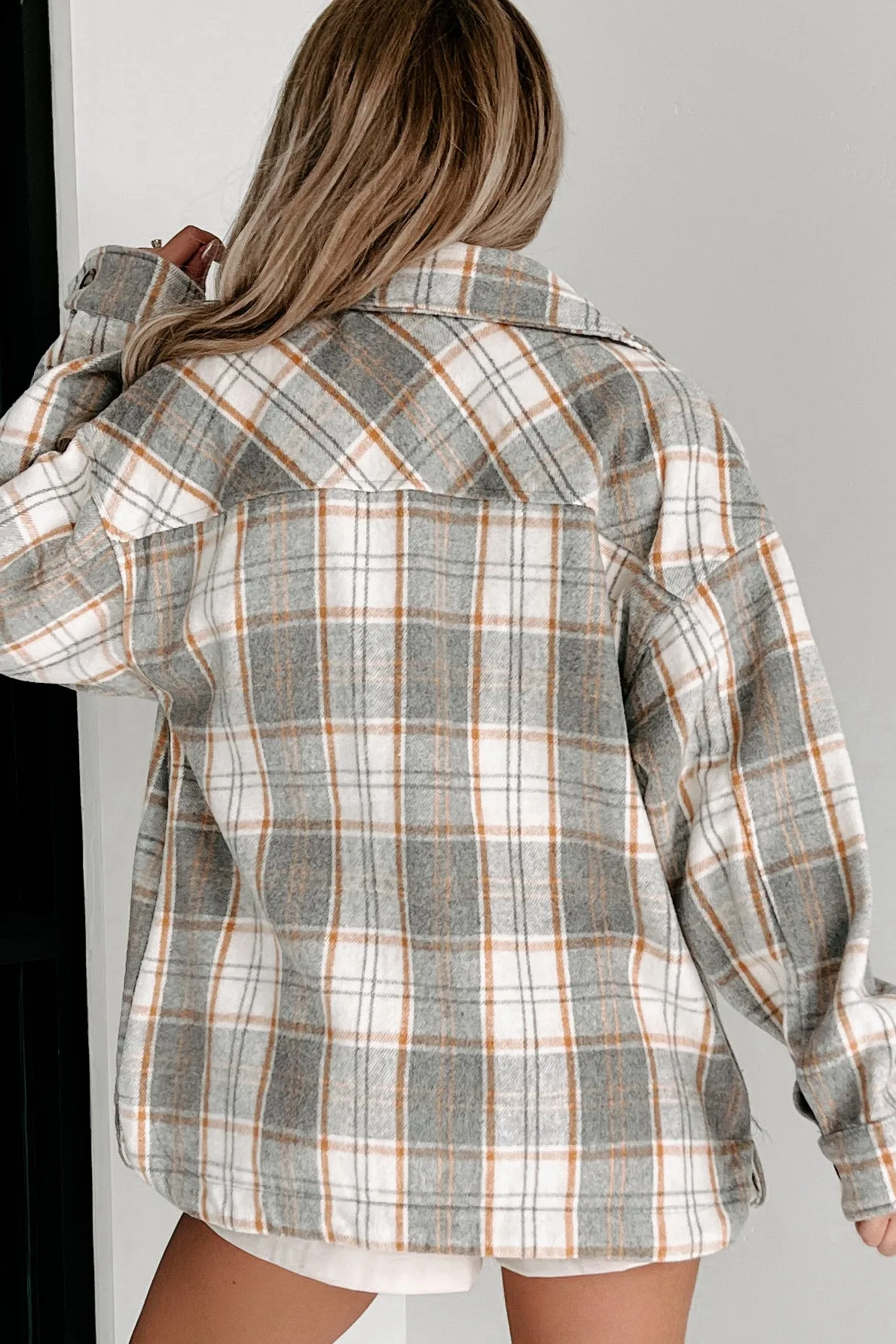 Remembered Pasts Plaid Shacket (Heather Grey)