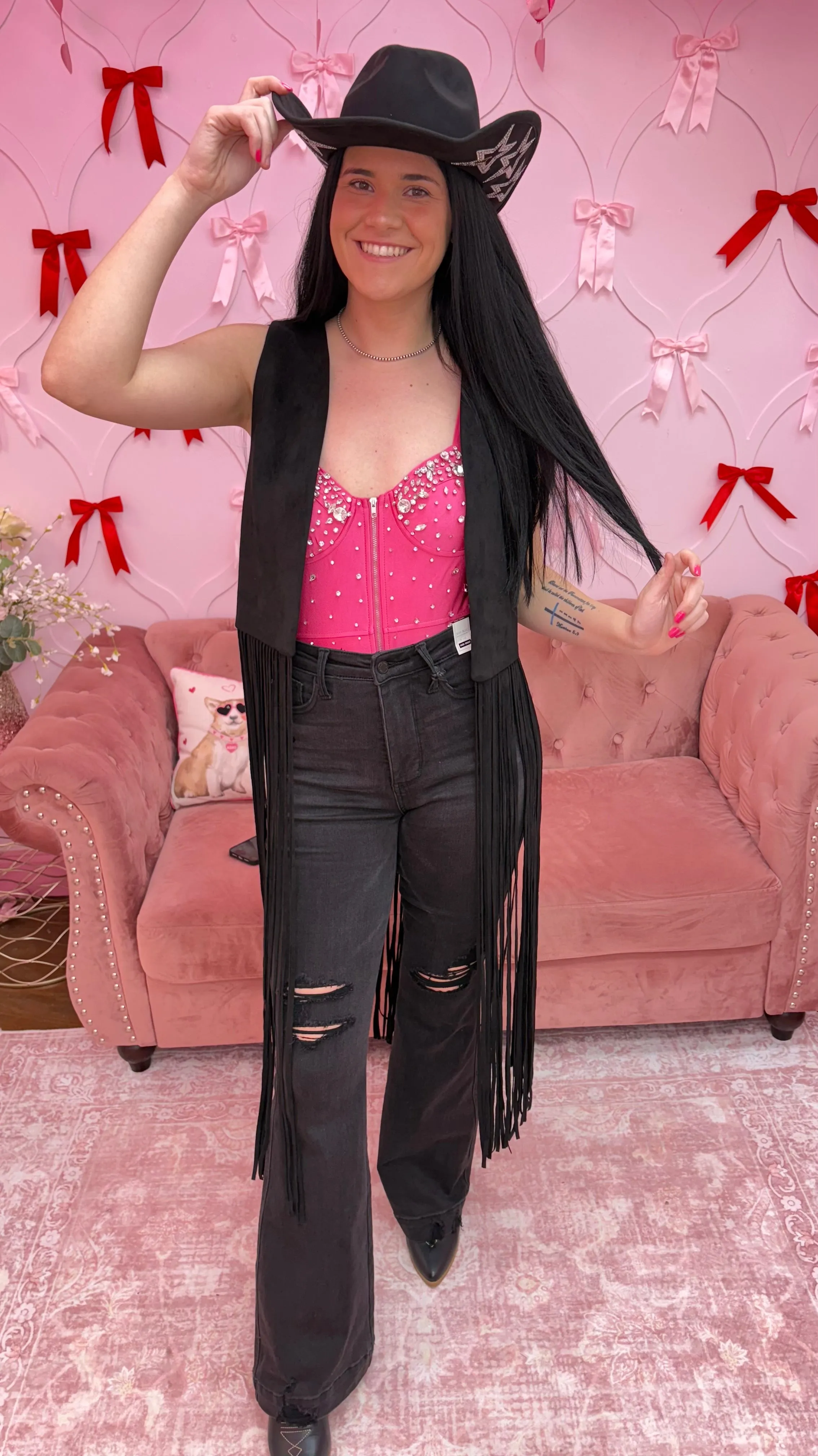 Rhinestone-Studded Bodysuit
