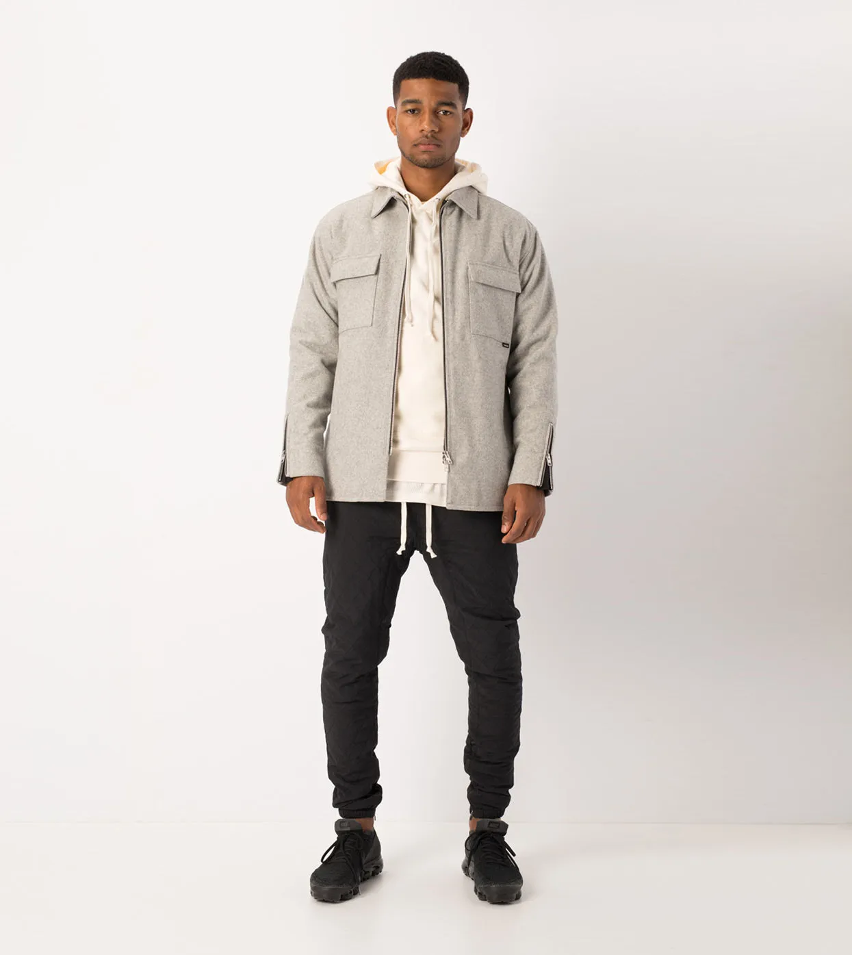 Rugger Shacket Grey Marle - Sale