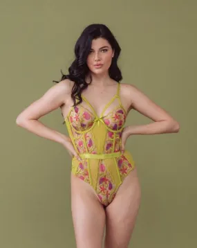Sequin Seashell Embroidery Underwire Bodysuit -