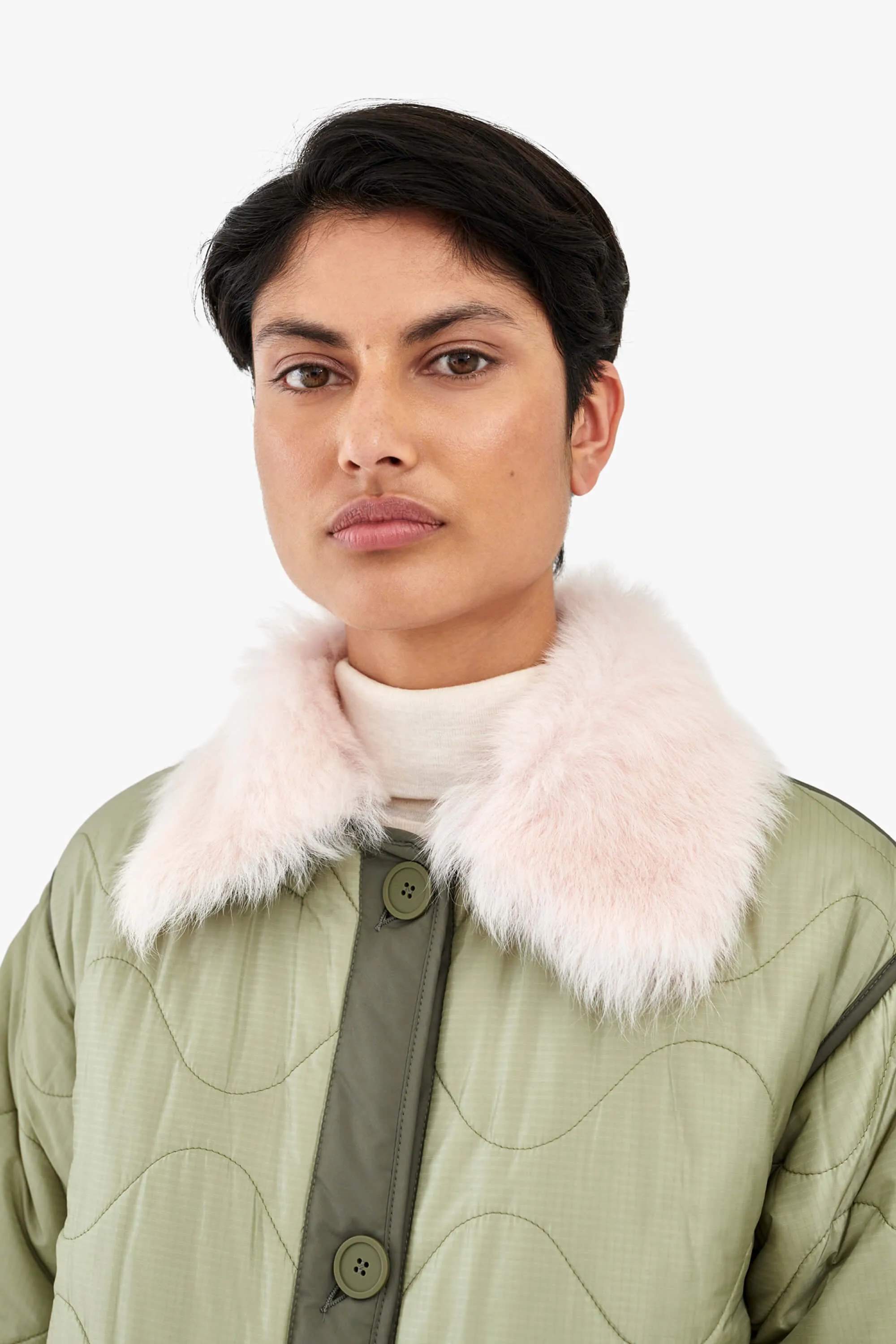 Shearling Collar - Pale Pink Long Hair