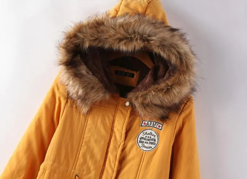 Solid Faux Fur Hooded Jacket For Women