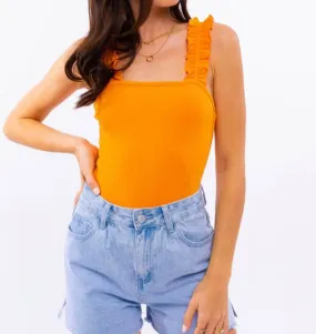 The Oakley Bodysuit: Ribbed Ruffle Strap Bodysuit