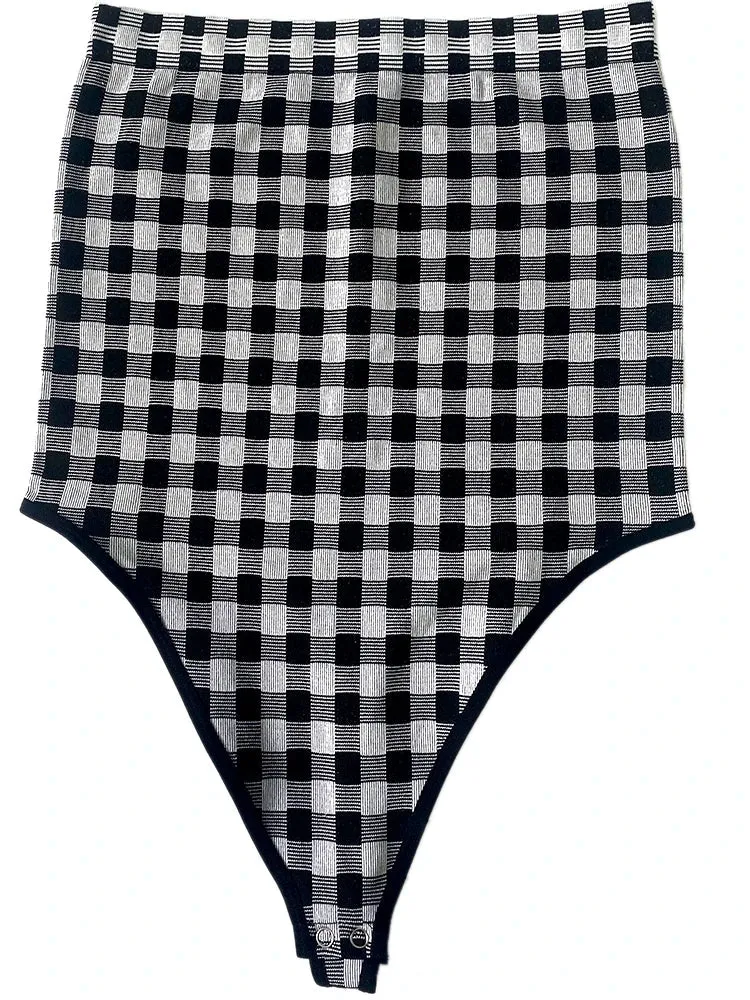 Thong T-Back Tube Plaid Bodysuit