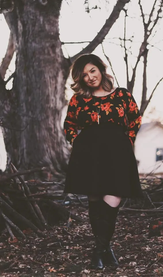 Urban Pullover in Black & Red Floral - Double-V Neck