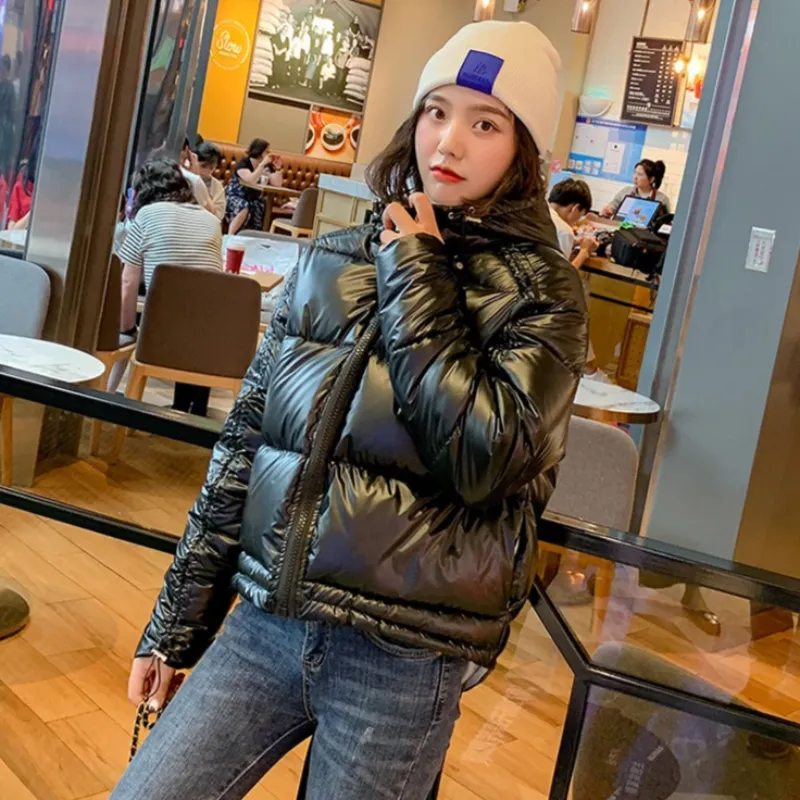 Women's Winter Casual Warm Padded Shiny Parka With Pockets
