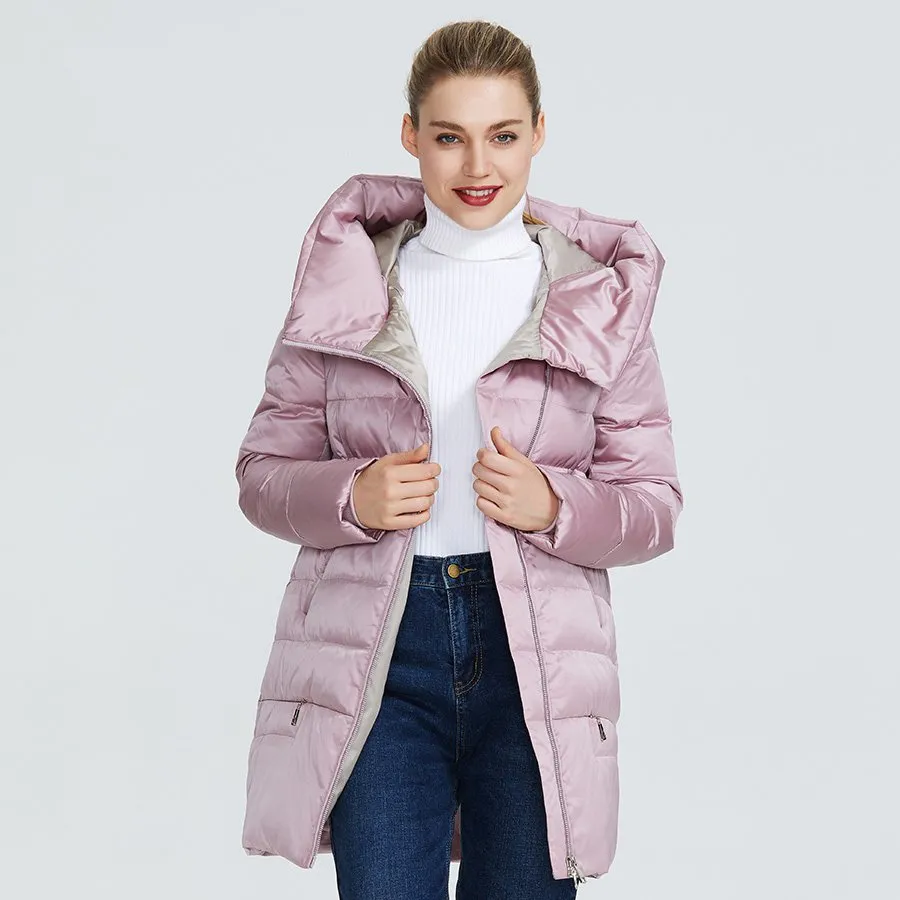 Women's Winter Warm Polyester Parka With Zippers