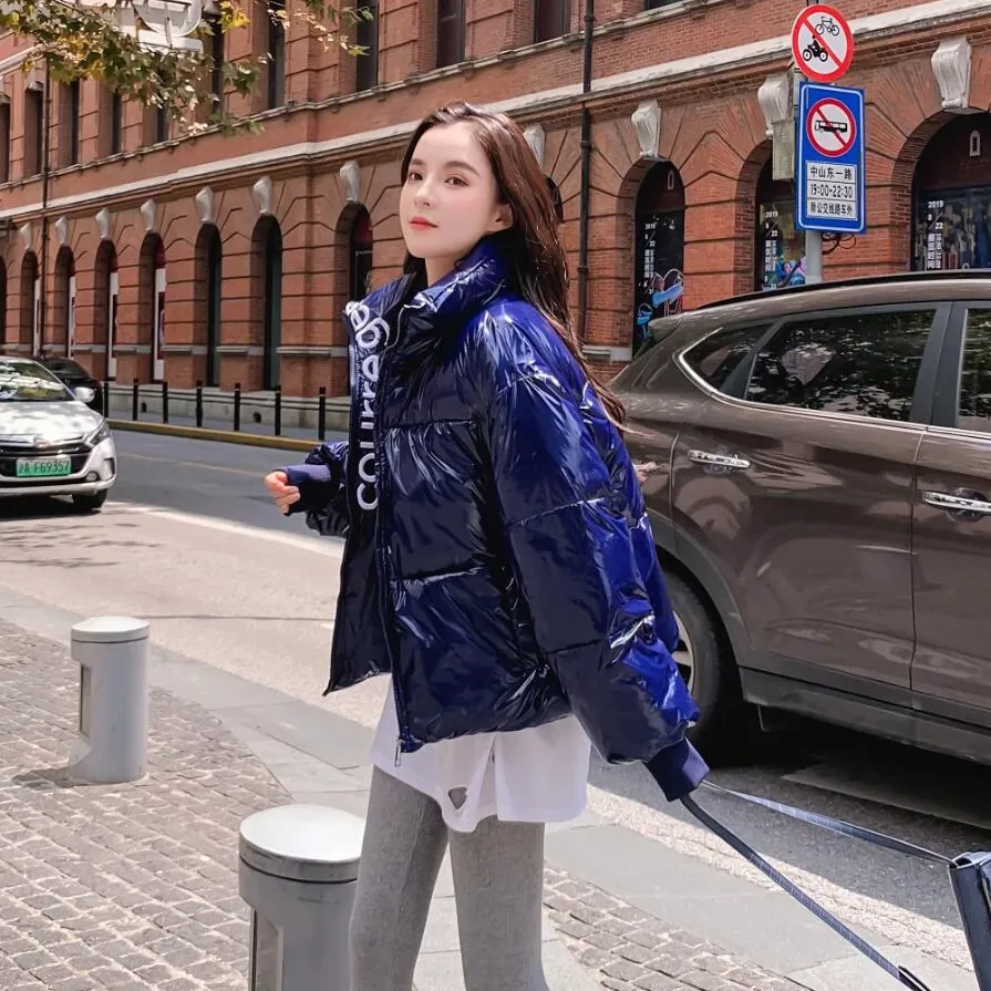 Women's Winter Warm Waterproof Glossy Short Parka