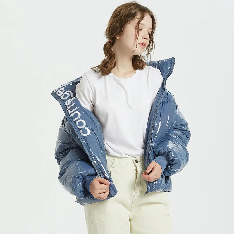 Women's Winter Warm Waterproof Glossy Short Parka