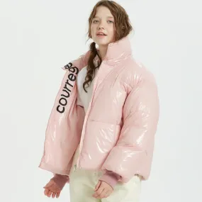 Women's Winter Warm Waterproof Glossy Short Parka